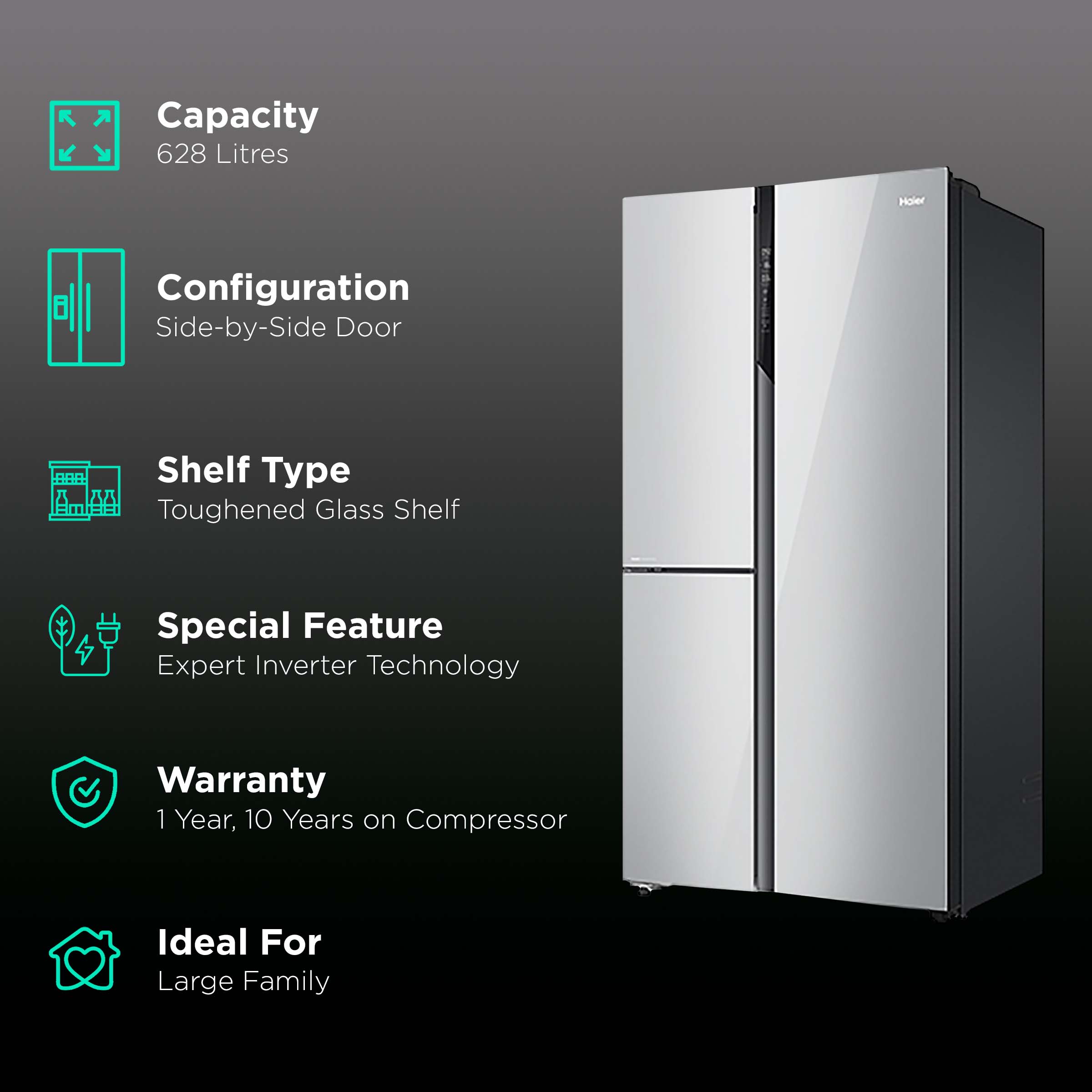 Buy Haier 628 Litres Frost Free Side by Side Door Smart WiFi Enabled